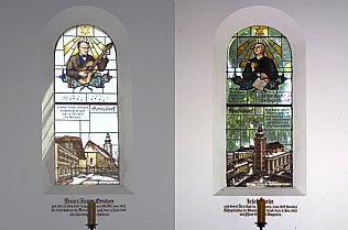 Windows of Silent Night Chapel, Franz Xaver Gruber and Josef Mohr © Alexander Gautsch